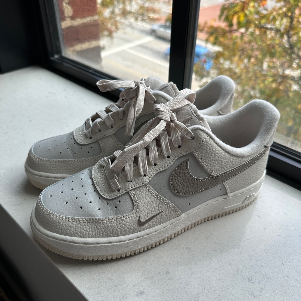 Nike Air Force 1 Low Light Gray and Cream Sneakers